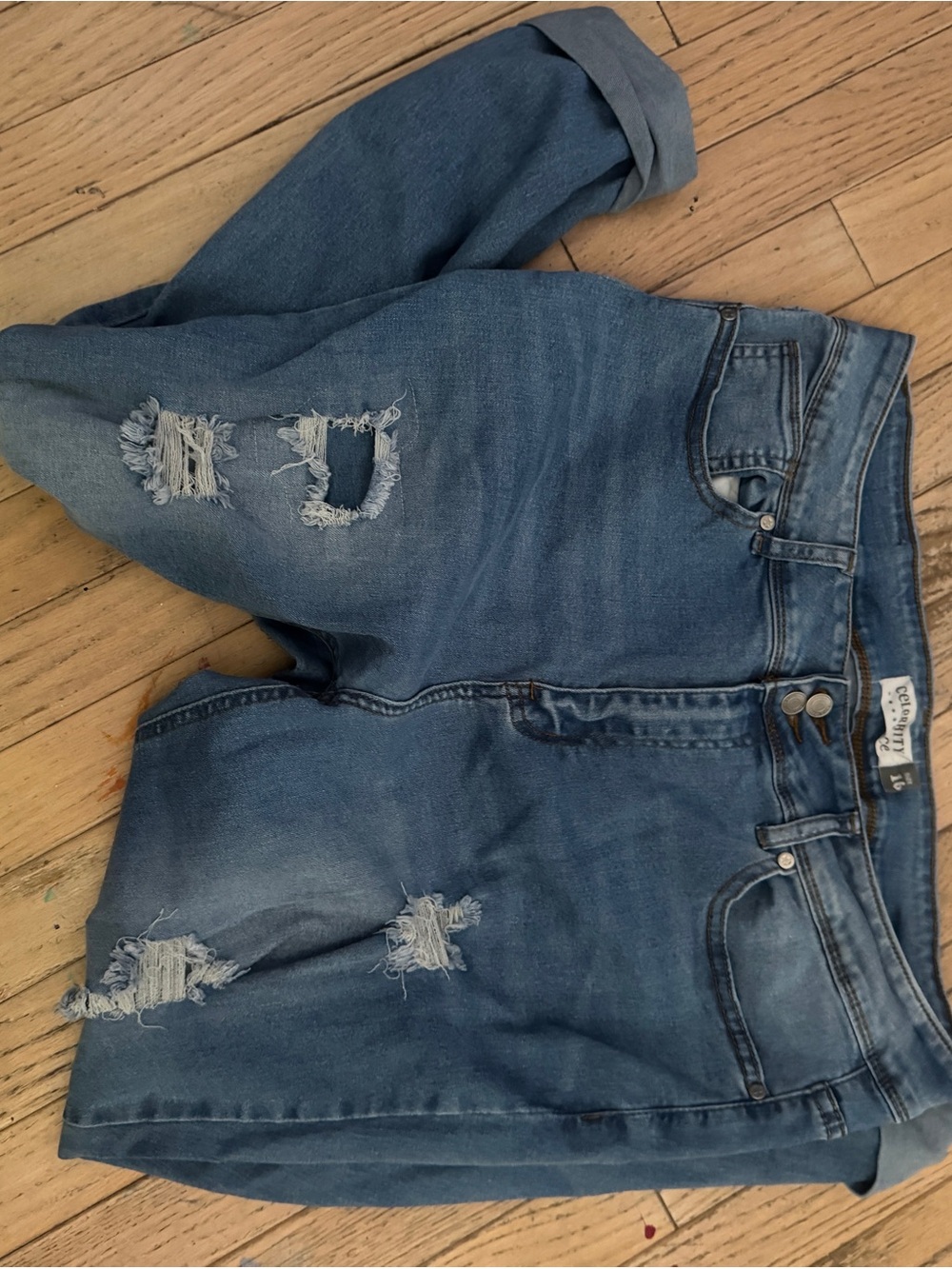 Celebrity Ace High Rise Stitched Cuff Distressed Jeans Size 16 - Picture 7 of 7